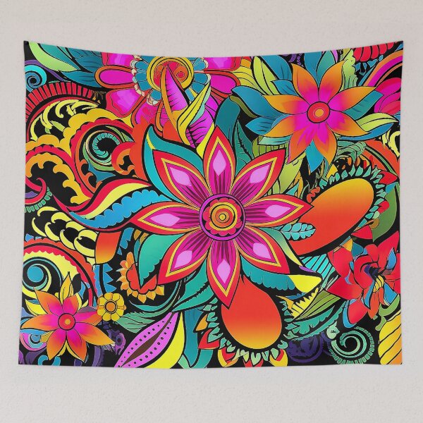 Item preview, Hippie 1960's Groovy Psychedelic Vibrant Flower Designs Art  designed and sold by DEC02.