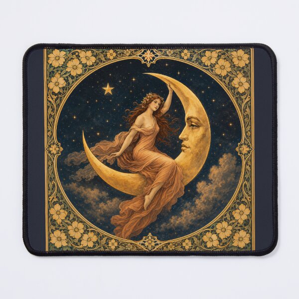 Item preview, Art Nouveau Woman Riding the Moon designed and sold by Chicken Dinner Studio.