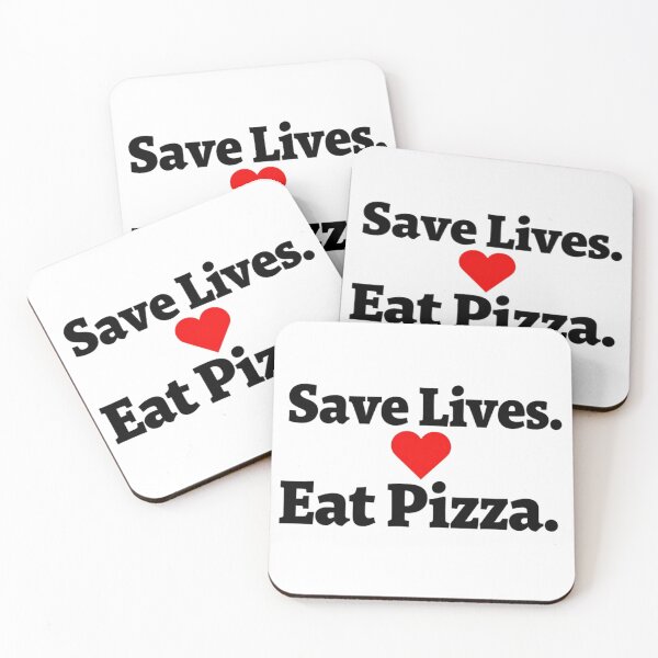 Item preview, Save Lives. Eat Pizza. text with a red heart – Food love and humor designed and sold by Prints by Mat.