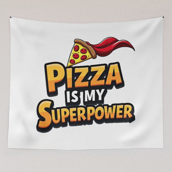 Item preview, Pizza is My Superpower – Superhero pepperoni slice with cape designed and sold by Prints by Mat.