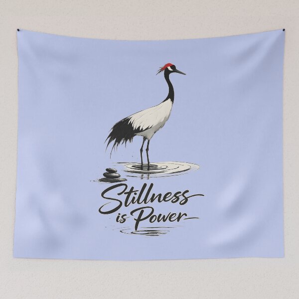 Item preview, Stillness is Power Crane Design | Zen Minimalist Japanese Aesthetic Art designed and sold by InnerFaith.