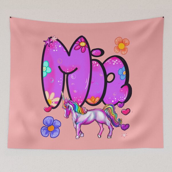 Item preview, Mia Name Design – Aesthetic Purple Floral with Cute Unicorn Illustration designed and sold by Artonmytee.