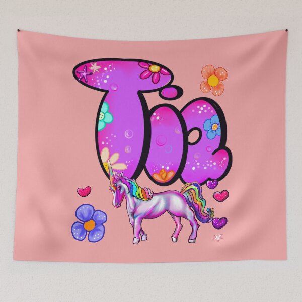 Item preview, Tia Name Design – Aesthetic Purple Floral with Cute Unicorn Illustration designed and sold by Artonmytee.