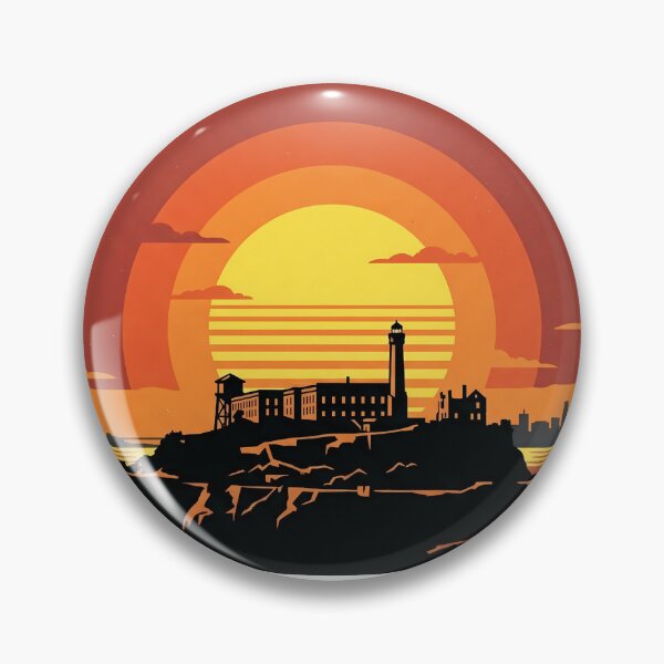 Item preview, Alcatraz Island California Retro Sunset Vintage Art designed and sold by LoliDesignShop.