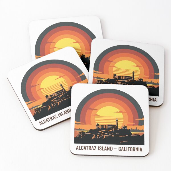 Item preview, Alcatraz Island California Retro Sunset Vintage Art designed and sold by LoliDesignShop.