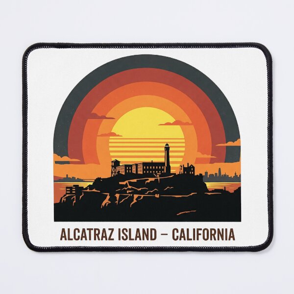 Item preview, Alcatraz Island California Retro Sunset Vintage Art designed and sold by LoliDesignShop.