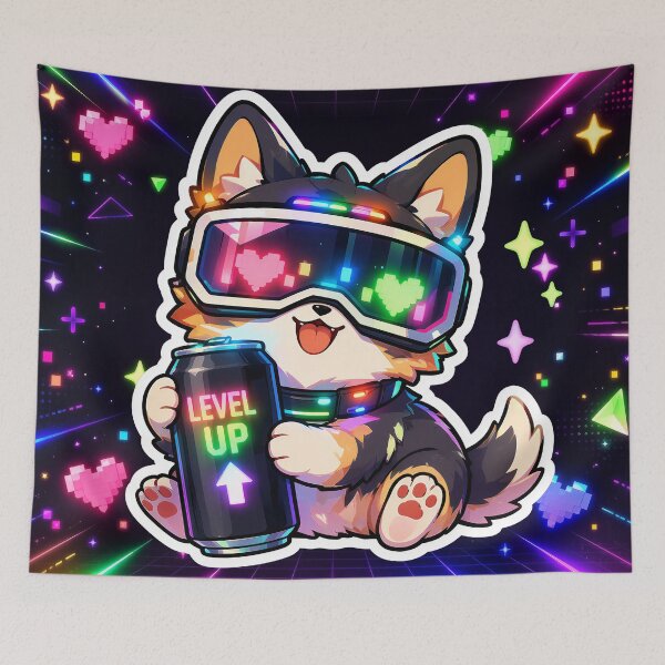 Item preview, Neon Gamer Corgi Level Up Energy Drink Vibes Kawaii Cute Dog for Kids designed and sold by lematworks.