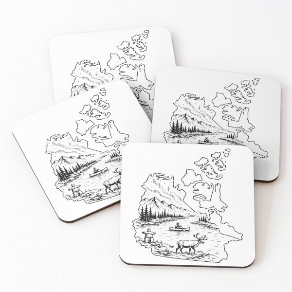 Item preview, Simple Northwest Territories Canada Aurora Landscape with Canoe and Caribou designed and sold by meganohm.