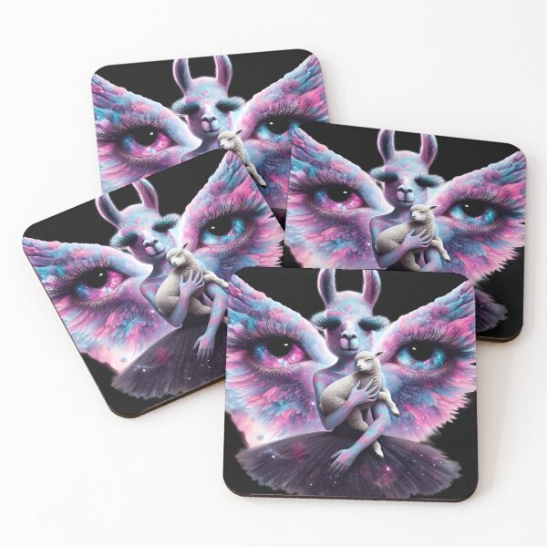 Item preview, Cosmic Llama Angel with Galaxy Wings and Lamb designed and sold by LujziWorld.