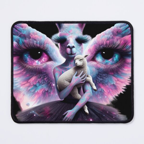 Item preview, Cosmic Llama Angel with Galaxy Wings and Lamb designed and sold by LujziWorld.