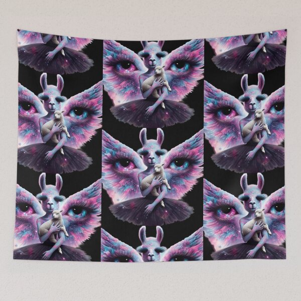 Item preview, Cosmic Llama Angel with Galaxy Wings and Lamb designed and sold by LujziWorld.