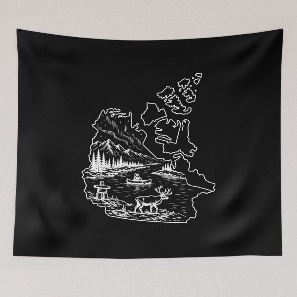 Item preview, Simple Northwest Territories Canada Aurora Landscape with Canoe and Caribou designed and sold by meganohm.