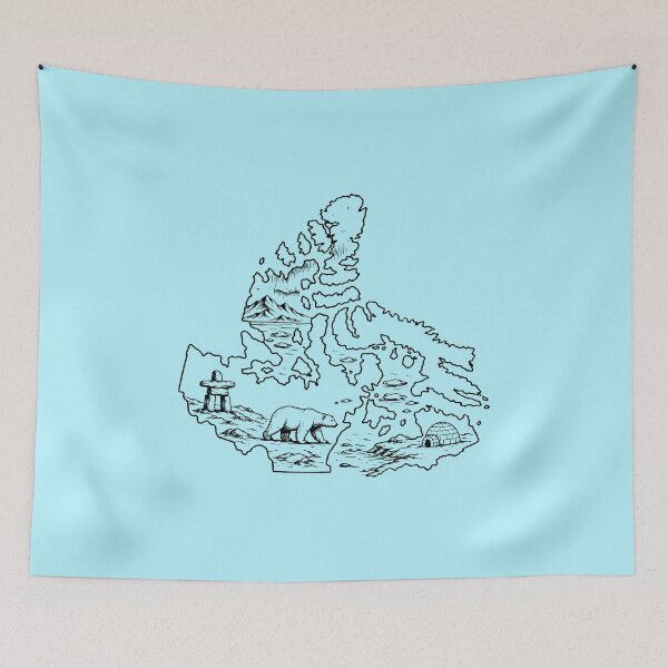 Item preview, Nunavut Canada Arctic Outline with Polar Bear and Northern Lights designed and sold by meganohm.