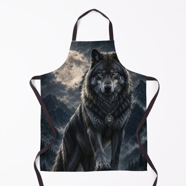 Item preview, Mystical Wolf Under Full Moon Night - Dark Mountain Landscape designed and sold by RoyalDeluxGo.