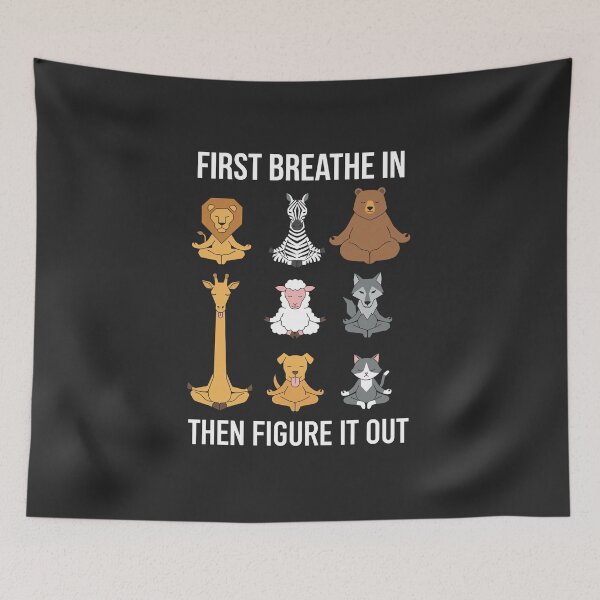 Item preview, First Breathe In Then Figure It Out Funny Yoga Animals designed and sold by Krasnovaovaova.