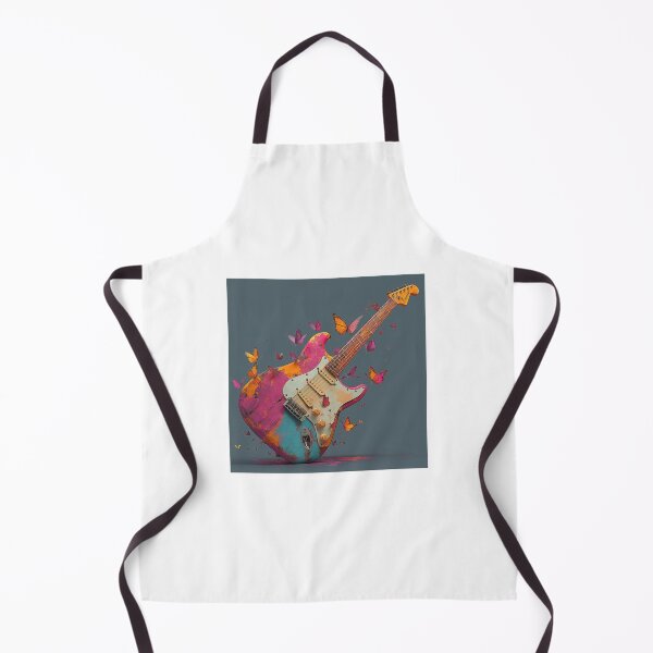 Item preview, Guitar Butterfly Stardust Art — Bold Neon Surreal Print designed and sold by CosmicRockArt.