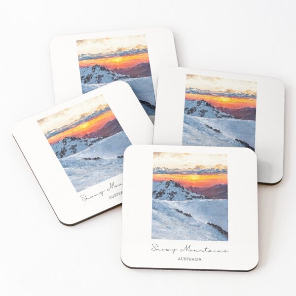 Item preview, Snowy Mountains Australia Winter Landscape - Vintage Souvenir designed and sold by twentytwo ART souvenir designs.