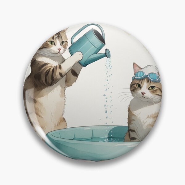 Item preview, Cute Bathing Cat in Pool – Relaxing Summer Kitty Art designed and sold by LEO'S CREATURE　れおずくりーちゃー.