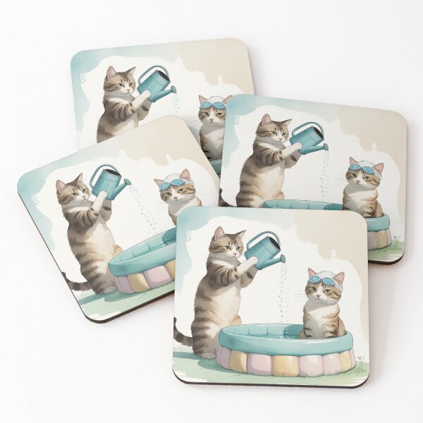 Item preview, Cute Bathing Cat in Pool – Relaxing Summer Kitty Art designed and sold by LEO'S CREATURE　れおずくりーちゃー.