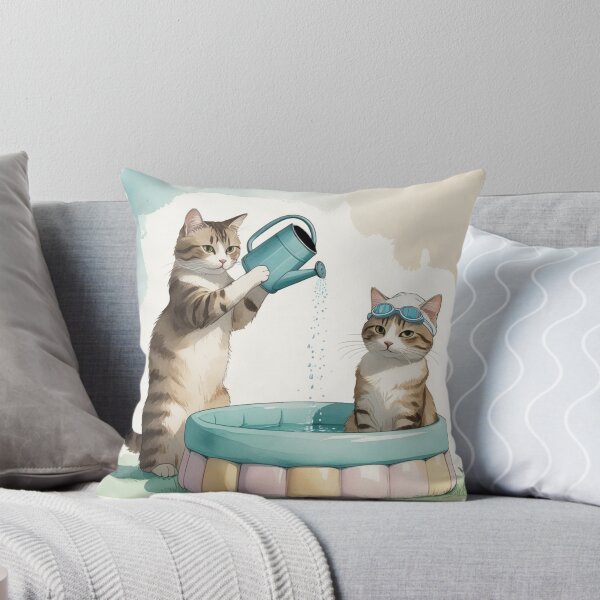 Item preview, Cute Bathing Cat in Pool – Relaxing Summer Kitty Art designed and sold by LEO'S CREATURE　れおずくりーちゃー.