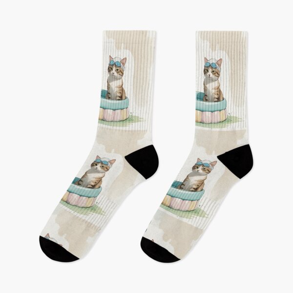 Item preview, Cute Bathing Cat in Pool – Relaxing Summer Kitty Art designed and sold by LEO'S CREATURE　れおずくりーちゃー.