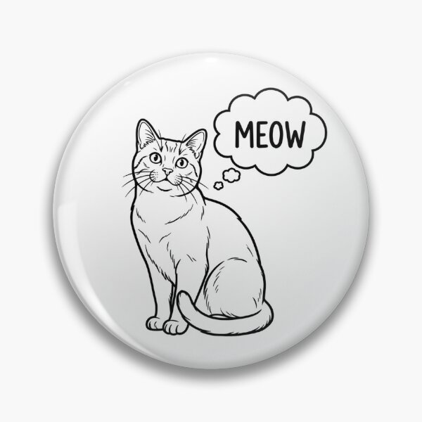 Item preview, Cat Line Art with Meow Thought Bubble designed and sold by Common-Standard.