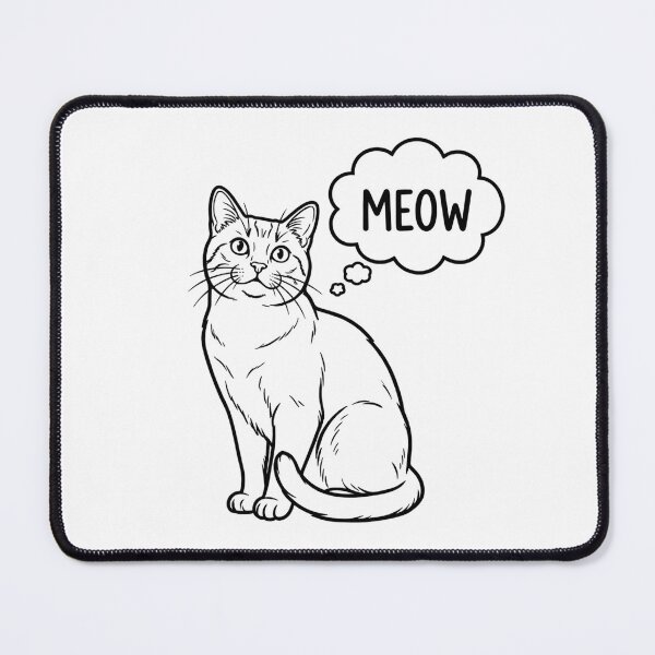Item preview, Cat Line Art with Meow Thought Bubble designed and sold by Common-Standard.