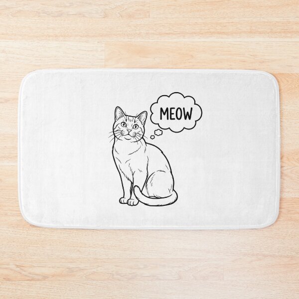 Item preview, Cat Line Art with Meow Thought Bubble designed and sold by Common-Standard.