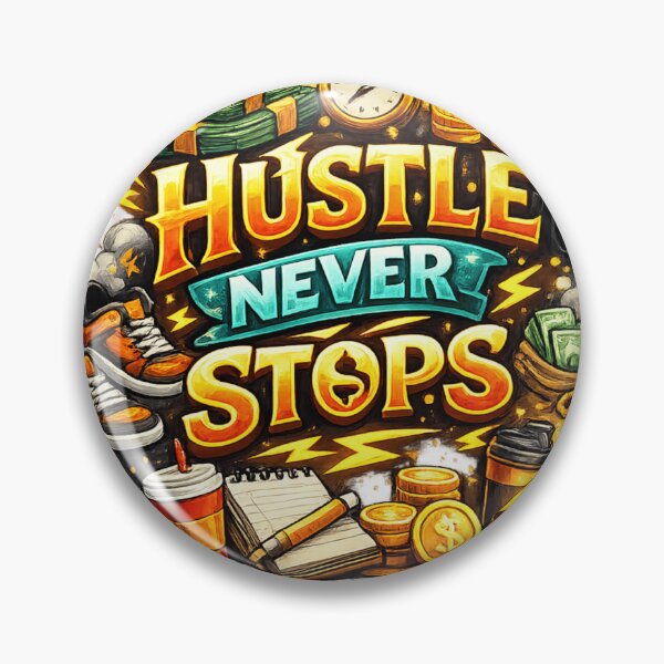 Item preview, Hustle Never Stops – Motivational Success Mindset Design designed and sold by LatestDesign95.