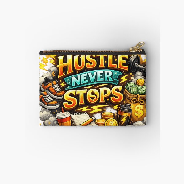 Item preview, Hustle Never Stops – Motivational Success Mindset Design designed and sold by LatestDesign95.