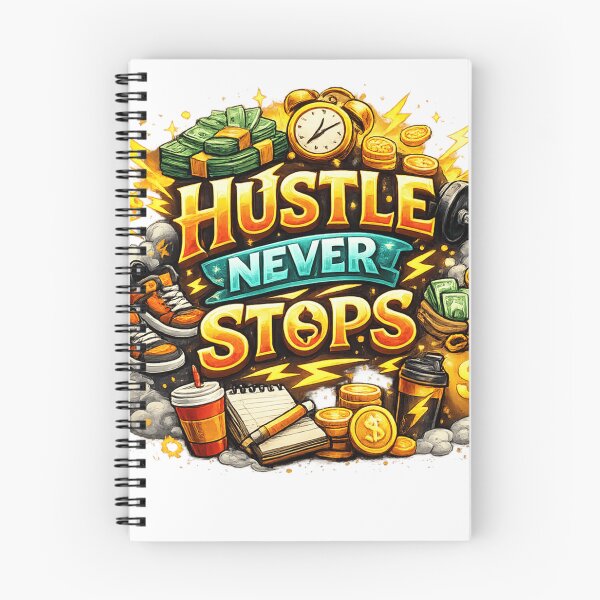 Item preview, Hustle Never Stops – Motivational Success Mindset Design designed and sold by LatestDesign95.