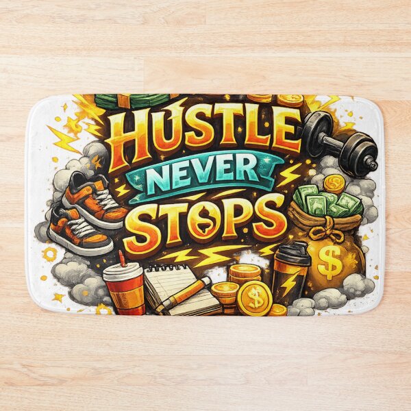 Item preview, Hustle Never Stops – Motivational Success Mindset Design designed and sold by LatestDesign95.
