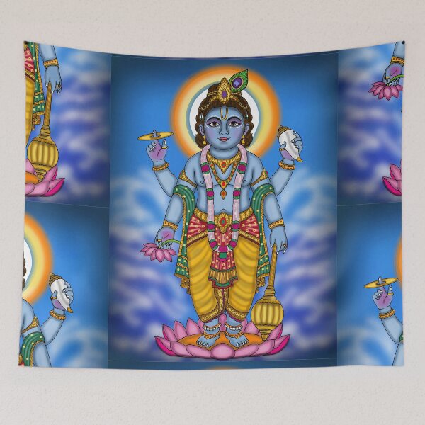 Item preview, Lord Vishnu Divine Hindu God Design | Spiritual Cosmic Protector Artwork designed and sold by Harshit_Digital_Arts.