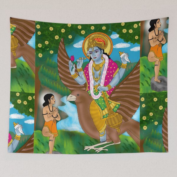Item preview, Lord Vishnu & Dhruv Divine Hindu God Design | Spiritual Cosmic Protector Artwork designed and sold by Harshit_Digital_Arts.