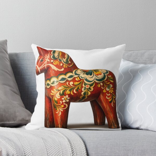 Item preview, 	Swedish Dala Horse 3D Wood Carved Folk Art Illustration designed and sold by LainCellJapan.