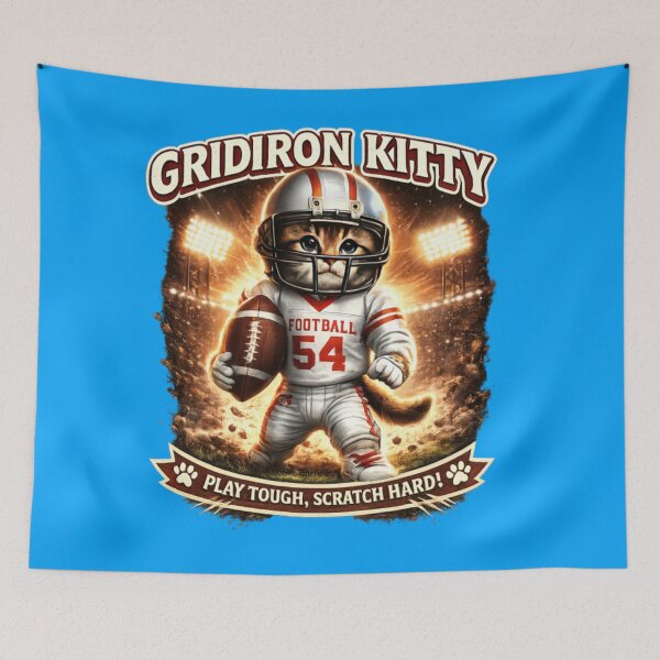 Item preview, Gridiron Kitty Play Tough Scratch Hard Funny Football Cat T-Shirt designed and sold by CatLovers Studio.