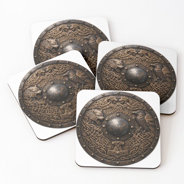 Item preview, Viking Shield Nordic Folk Art 3D Carved Relief Illustration designed and sold by LainCellJapan.
