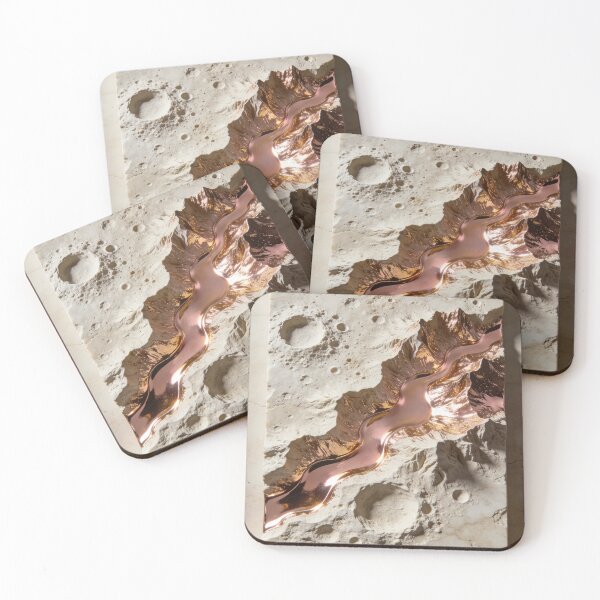 Item preview, Lunar Zen Relief - Luxury 3D Stone & Molten Rose Gold Topography designed and sold by sana designer.