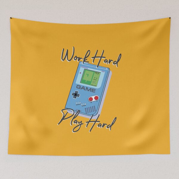Item preview, Work Hard Play Hard Retro Handheld Gamer Quote designed and sold by MrGlayga.