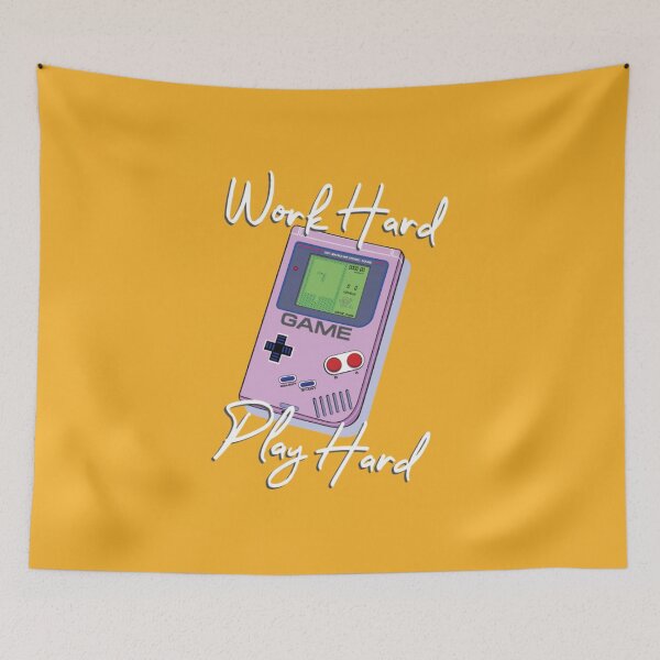 Item preview, Work Hard Play Hard Retro Handheld Gamer Quote designed and sold by MrGlayga.