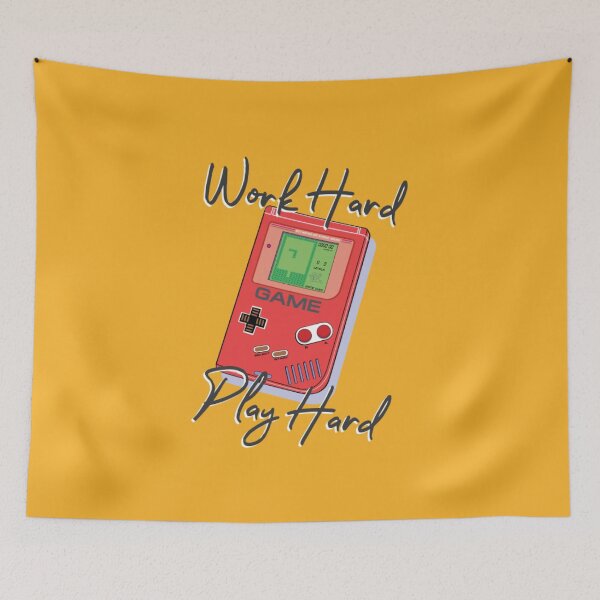 Item preview, Work Hard Play Hard Retro Handheld Gamer Quote designed and sold by MrGlayga.