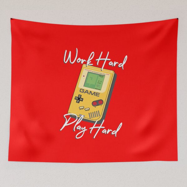 Item preview, Work Hard Play Hard Retro Handheld Gamer Quote designed and sold by MrGlayga.
