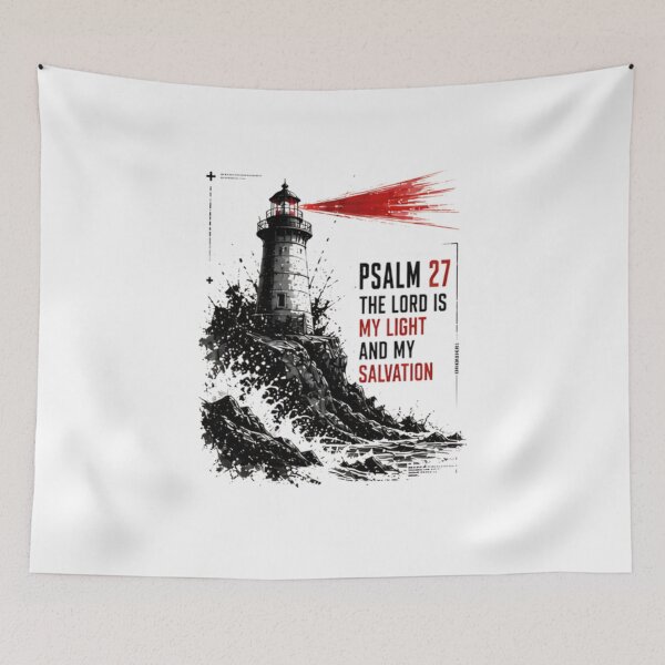 Item preview, PSALM 27 THE LORD IS MY LIGHT AND MY SALVATION - Lighthouse Beacon Graphic designed and sold by Faithloveshop.