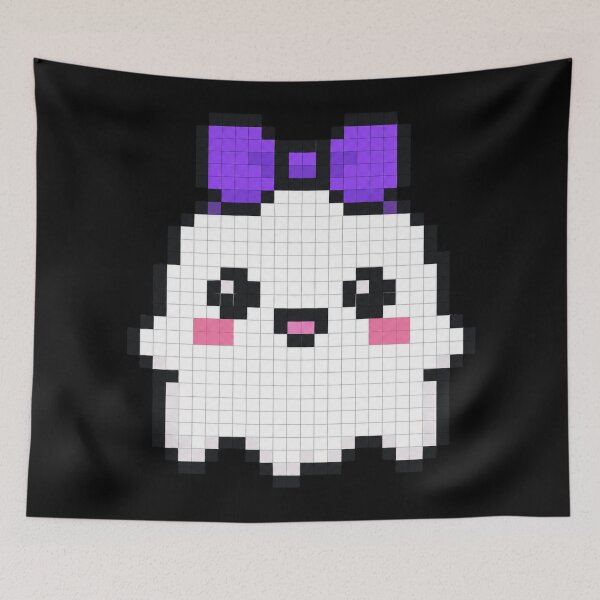 Item preview, Pixelated Kawaii Ghost with Purple Headbow designed and sold by Questionable Taste.