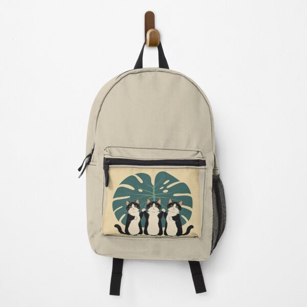 Item preview, Cute Cats with Monstera Leaf – Tropical Minimal Cat Illustration designed and sold by LEO'S CREATURE れおずくりーちゃー.