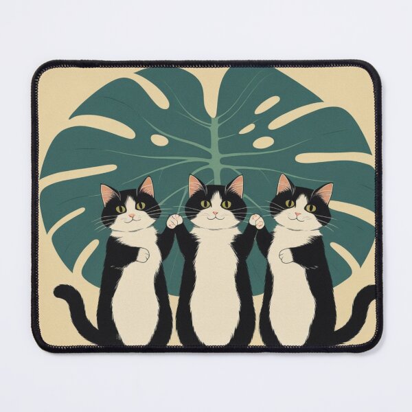 Item preview, Cute Cats with Monstera Leaf – Tropical Minimal Cat Illustration designed and sold by LEO'S CREATURE れおずくりーちゃー.