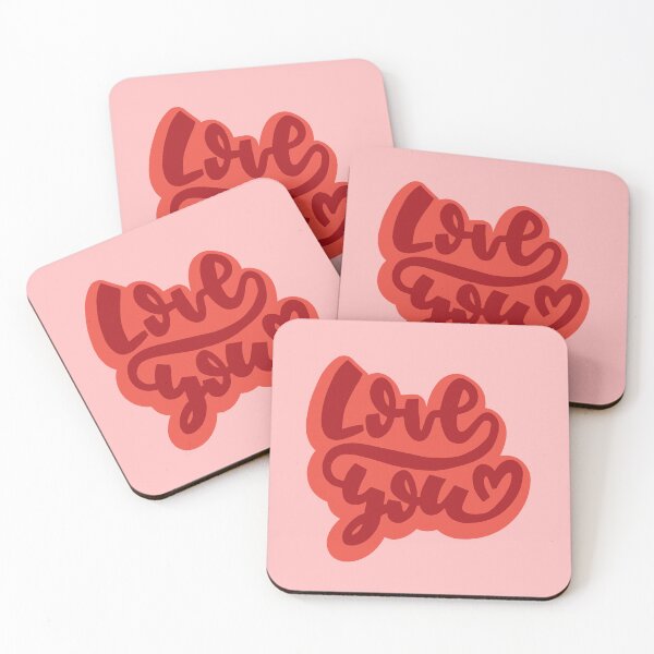 Item preview, Love you cursive script lettering in pink and red designed and sold by glitchette.