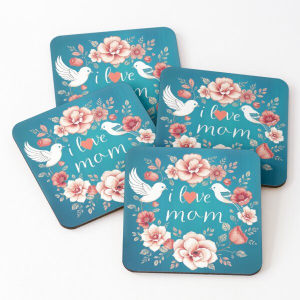 Item preview, I Love Mom Teal Floral Wreath,happy birthday Mamy  designed and sold by Tama-sirth.