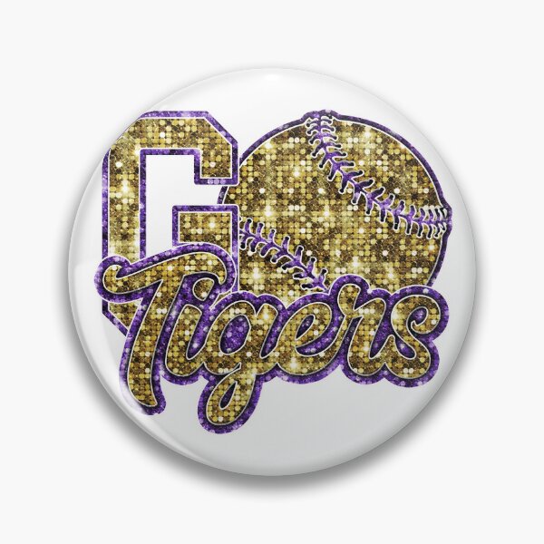 Item preview, Purple and Gold Go Tigers Baseball Sequin Gemstone Baton Rouge Louisiana designed and sold by LIBERTYMODE.