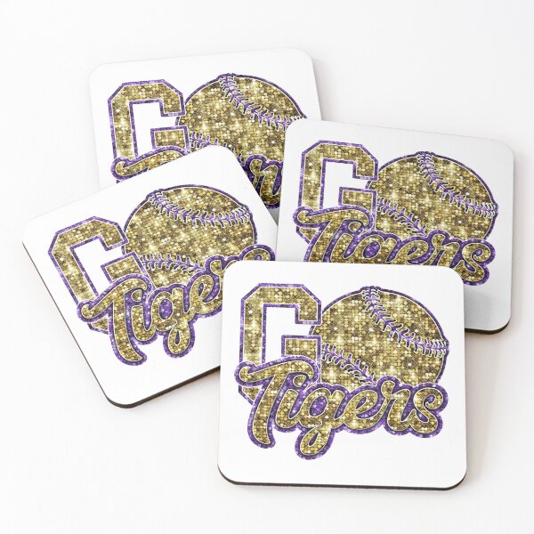 Item preview, Purple and Gold Go Tigers Baseball Sequin Gemstone Baton Rouge Louisiana designed and sold by LIBERTYMODE.